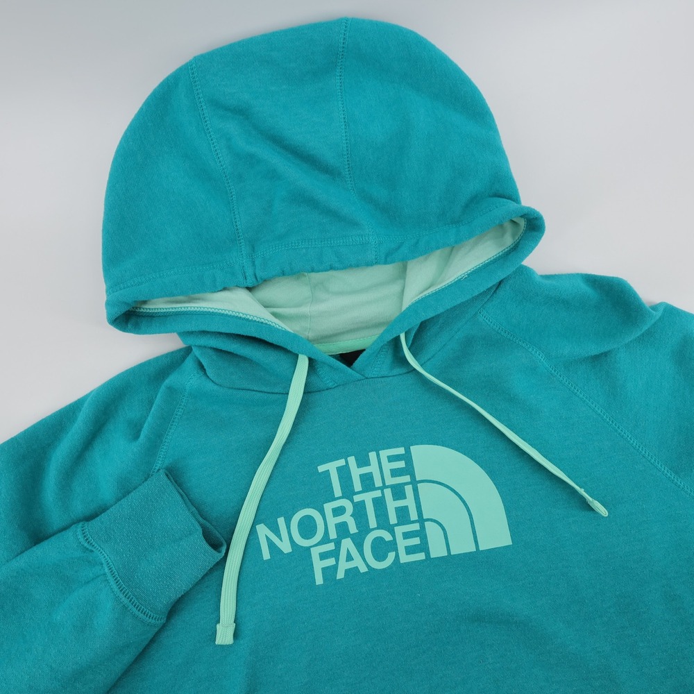 The North Face Logo Graphic Pullover Hoodie Teal Long Sleeve Womens XL